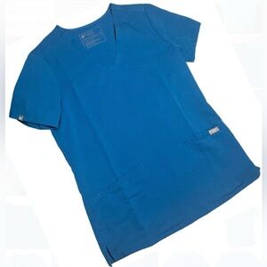 💙💚 FIGS Casma Three-Pocket Scrub Top XS Limited edition color-Alps Blue EUC
